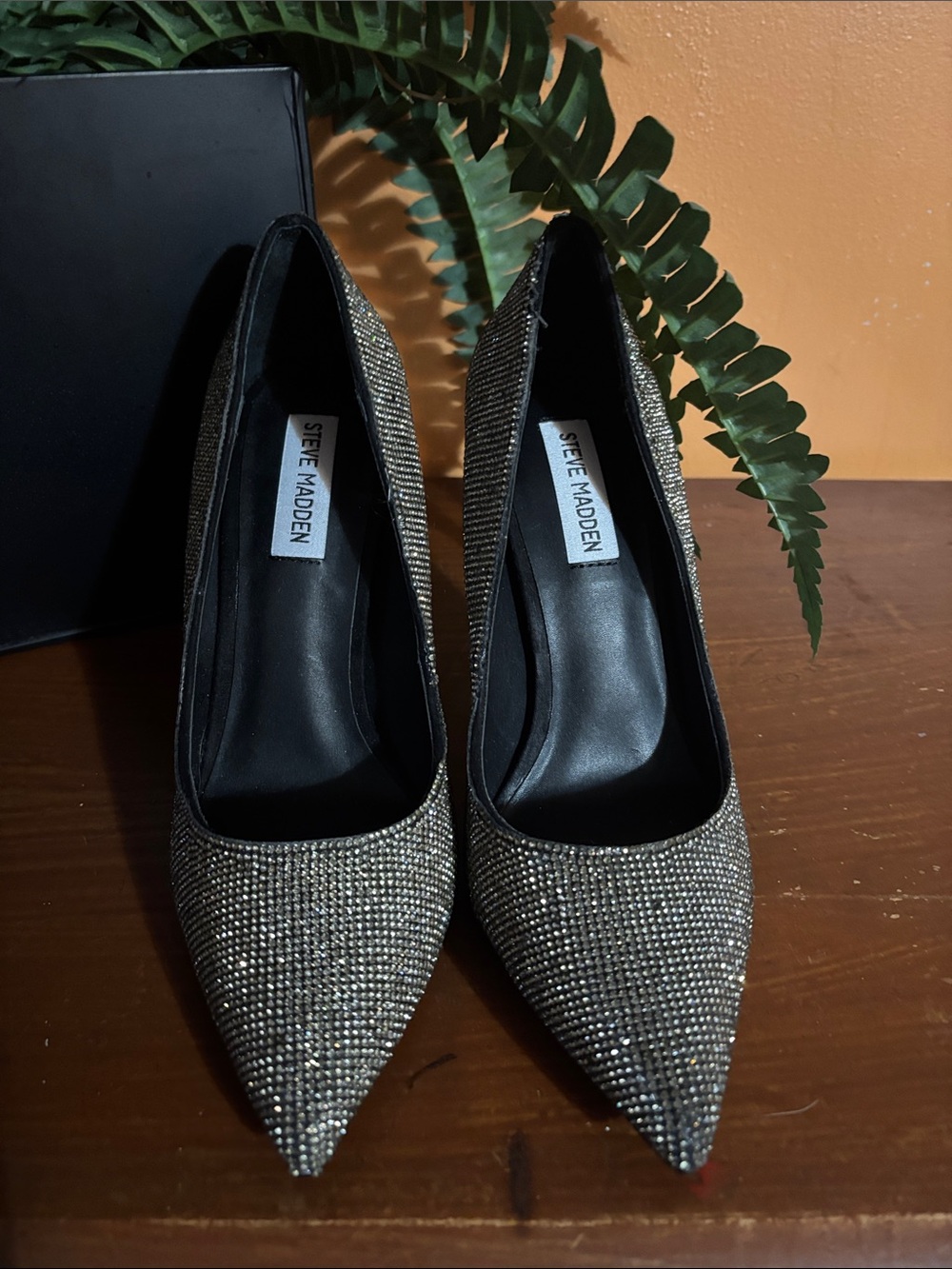 !NWT! Steve Madden “Daisie” Silver Crystal Pointed Toe Heels